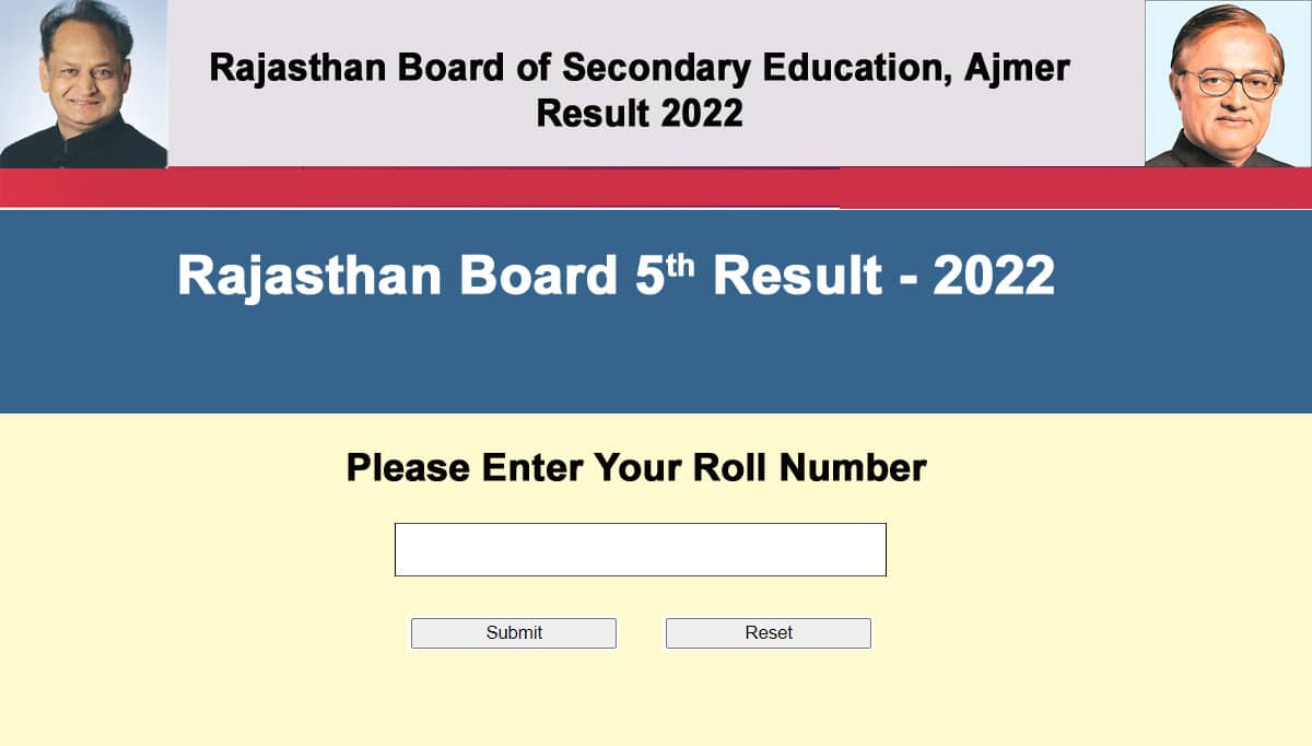 rajasthan board 5 class result